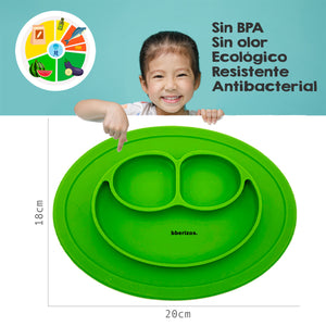 Bberizos| Plato para Bebé Infantil Silicona Sonrisa Comida Snack Arte